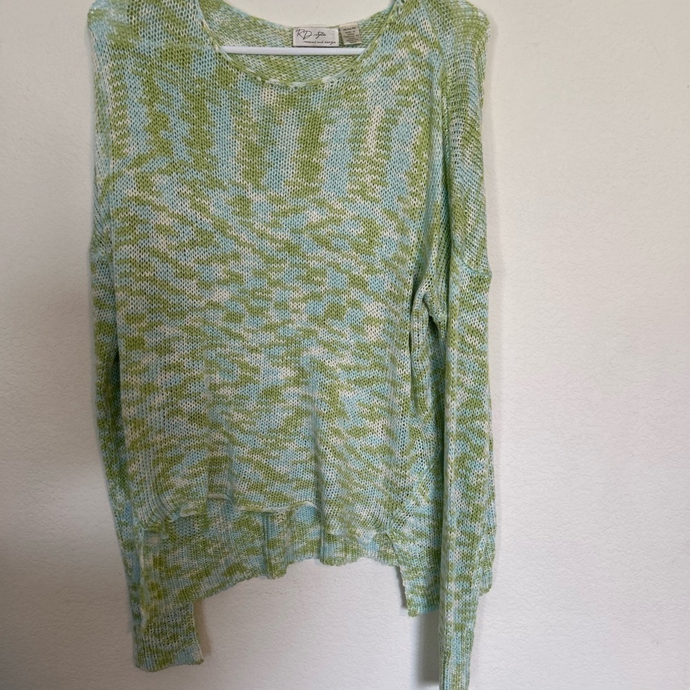 RD Style Colorful Open Knit Crewneck
Sweater green/blue/white Medium